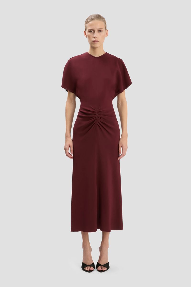Midi-Kleid mit Taillenraffung