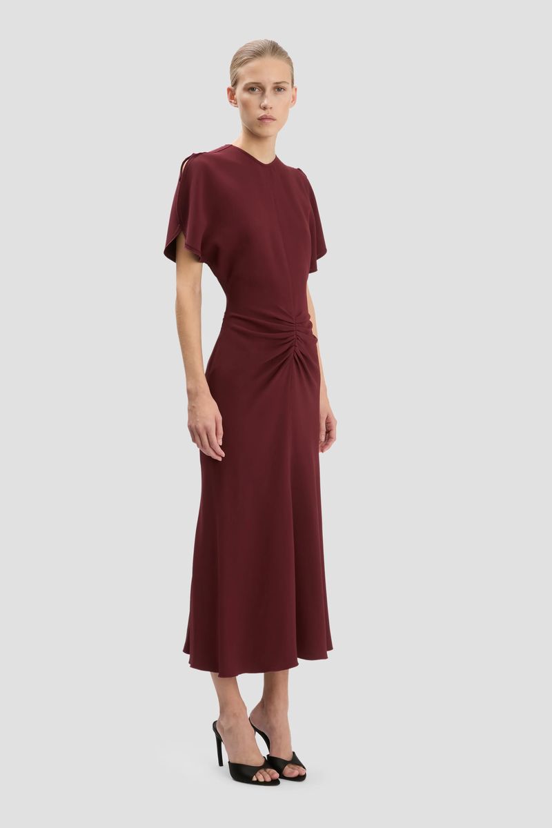 Midi-Kleid mit Taillenraffung