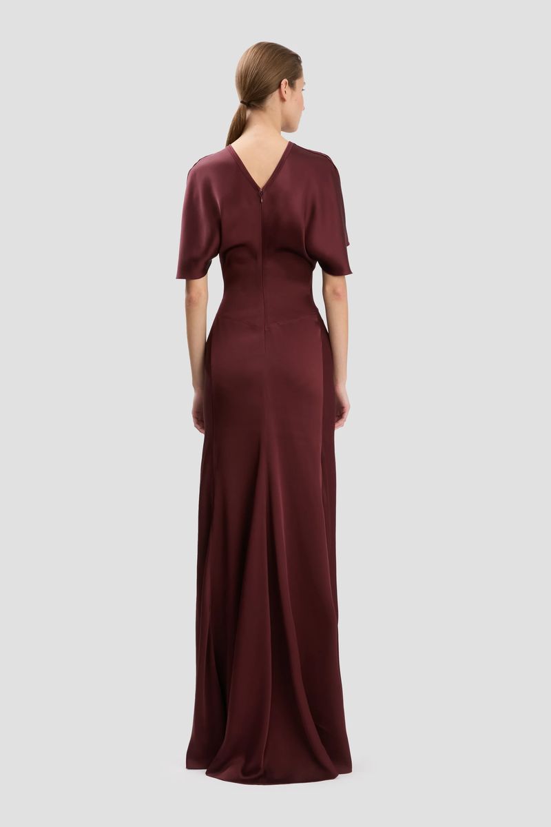 Satin-Abendkleid mit vorderer Raffung