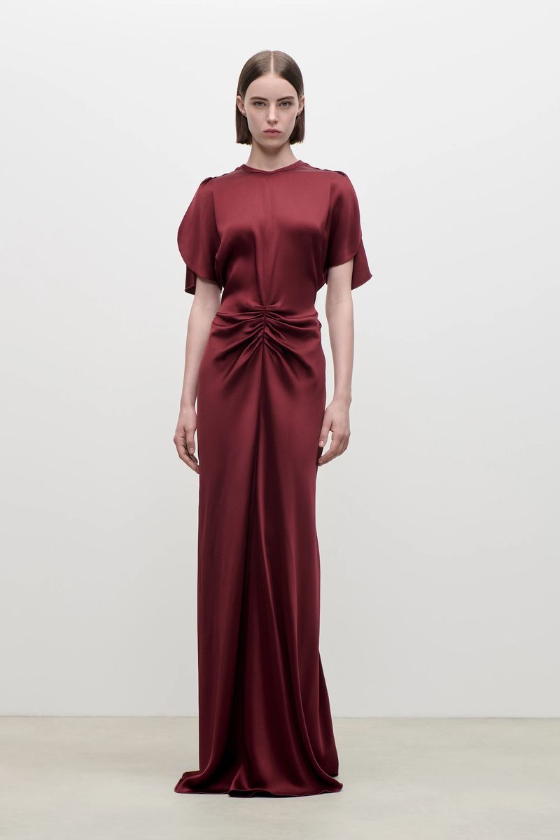 Isabella Satin-Abendkleid mit Raffung