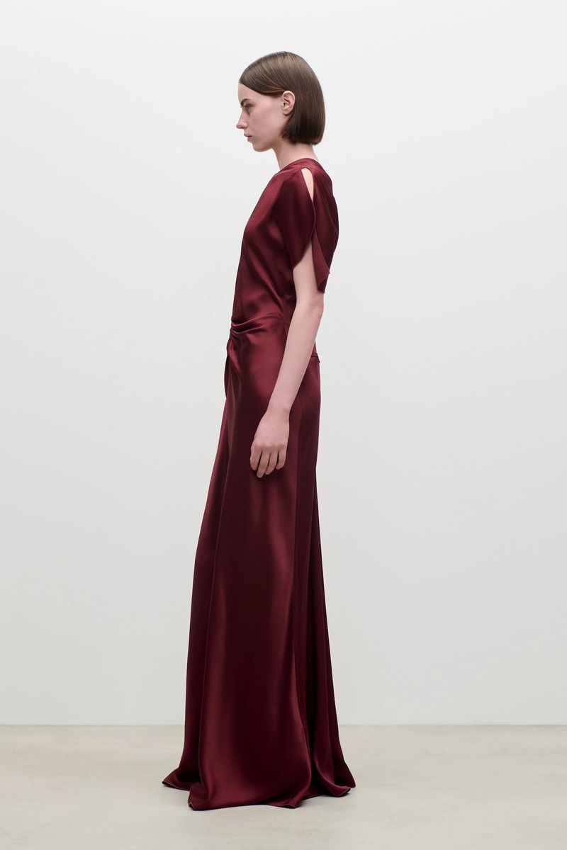 Isabella Satin-Abendkleid mit Raffung