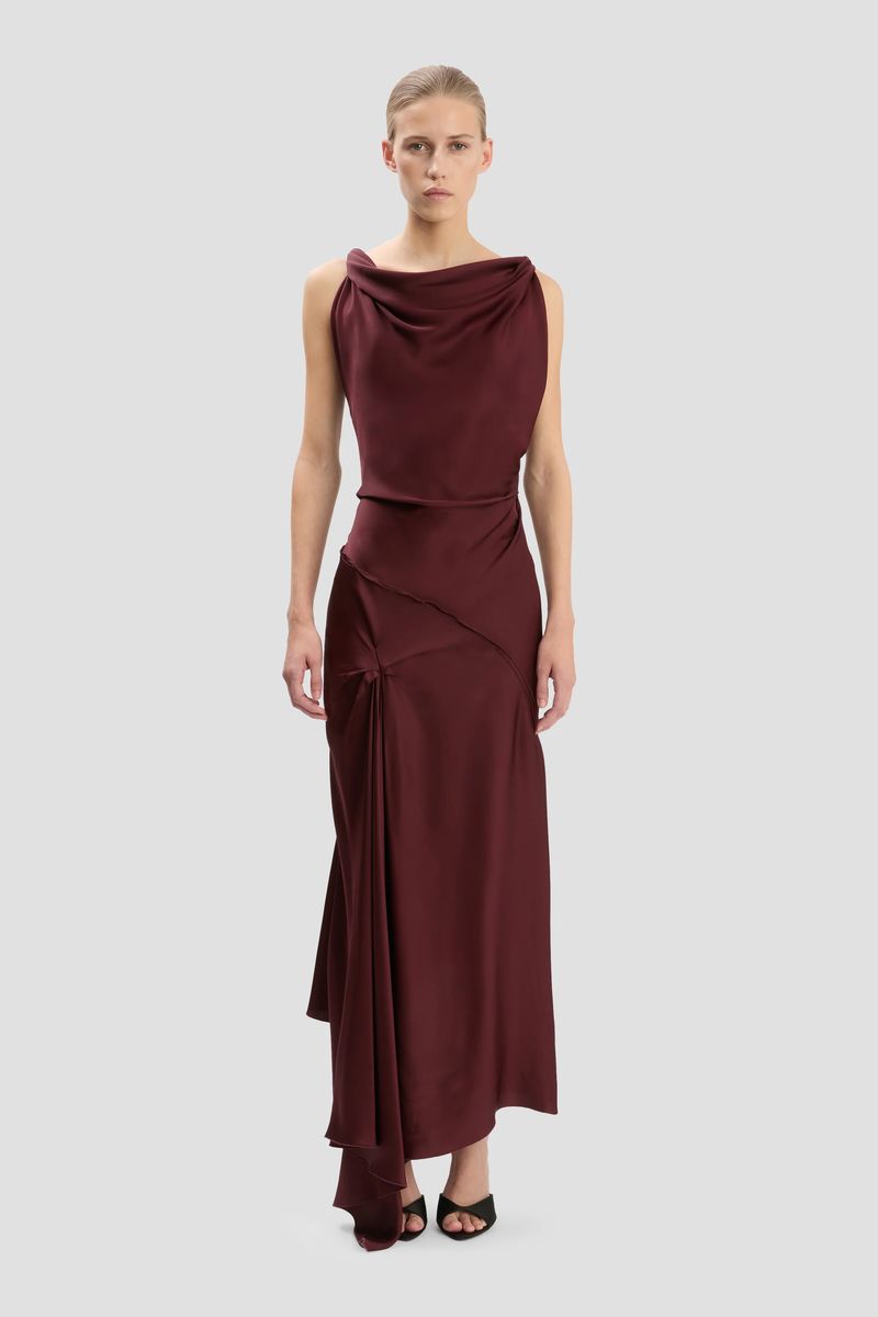 Drapiertes Posy-Midi aus Satin