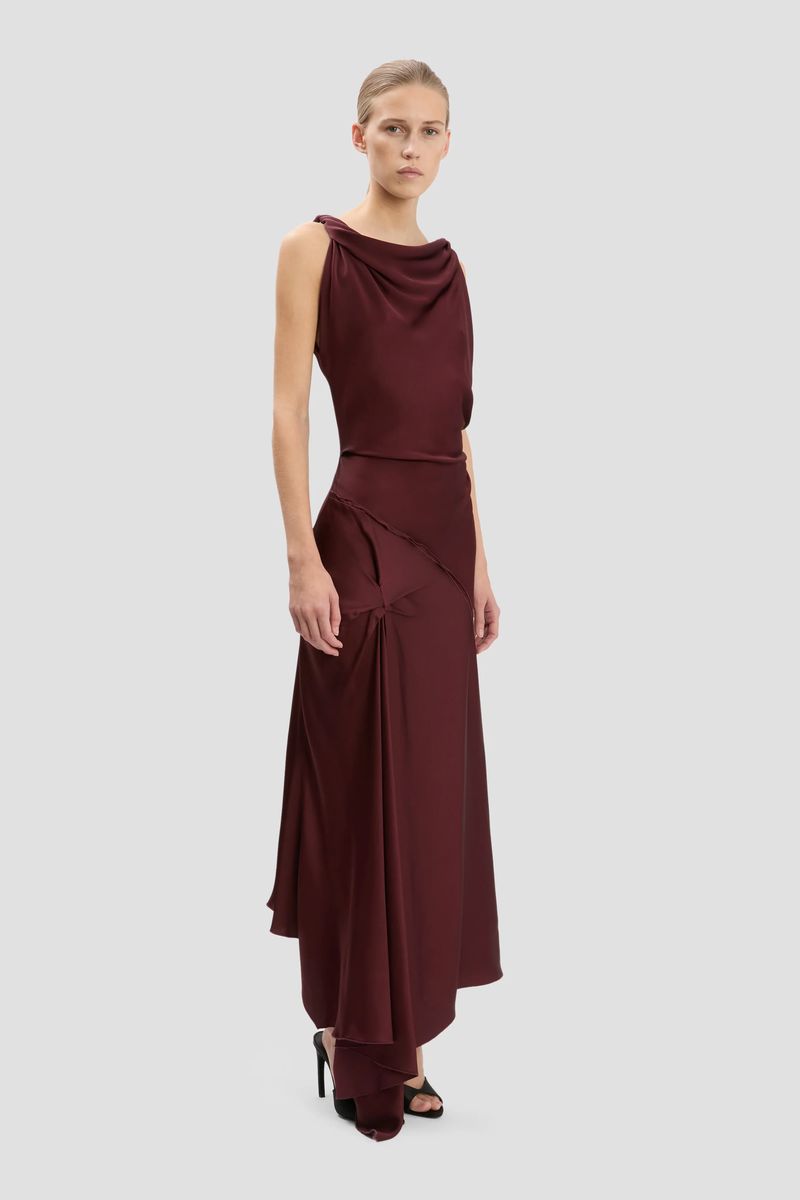 Drapiertes Posy-Midi aus Satin