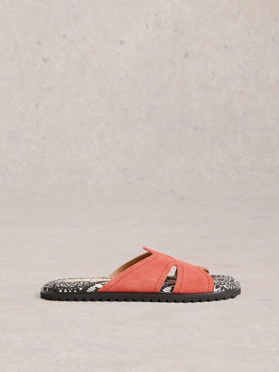 Suede-Pantoletten mit Cut-out-Design