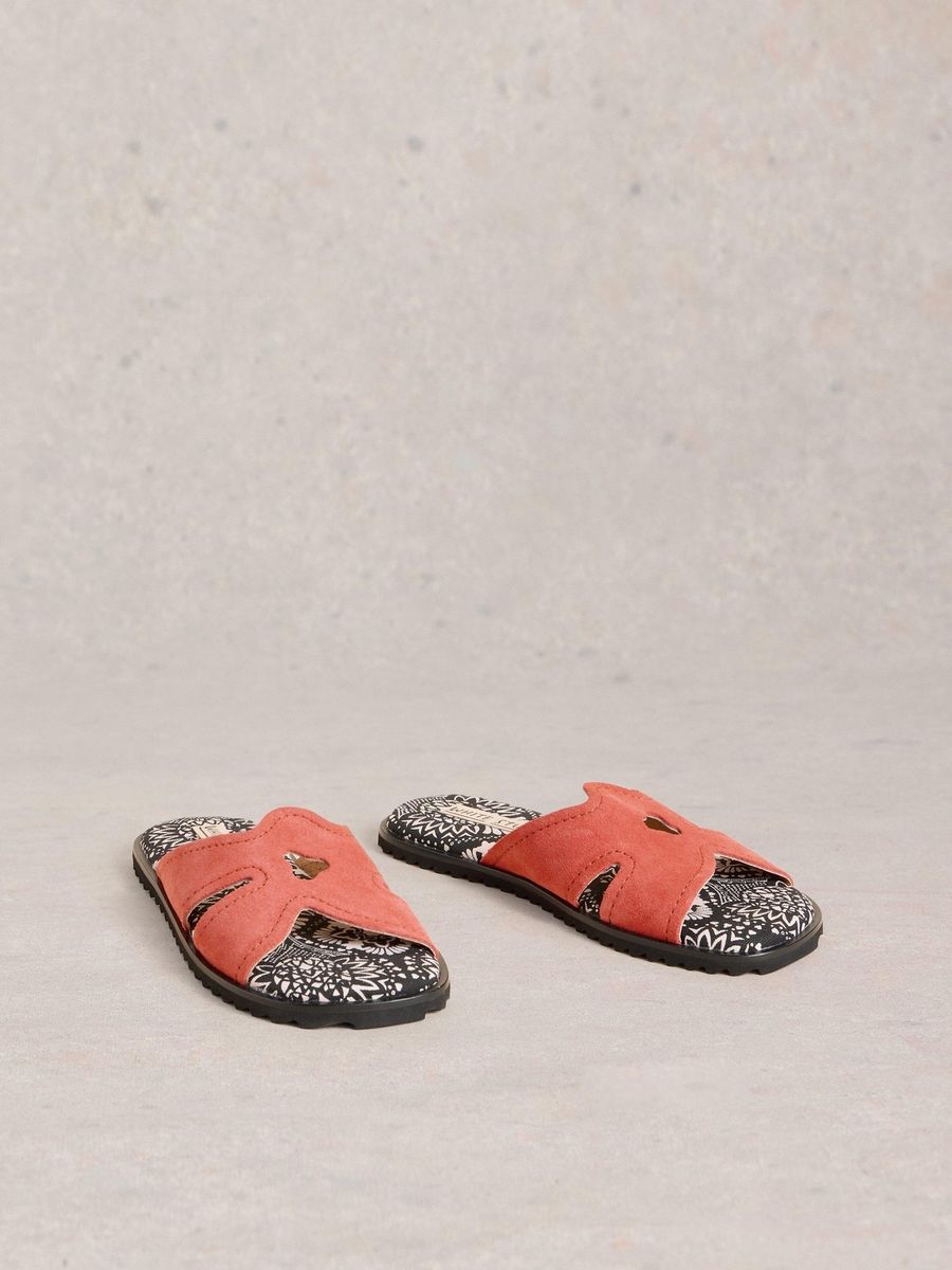 Suede-Pantoletten mit Cut-out-Design