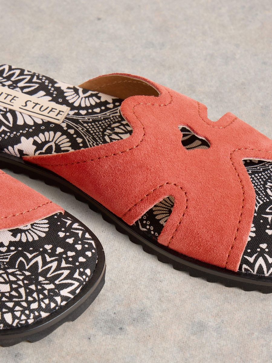 Suede-Pantoletten mit Cut-out-Design