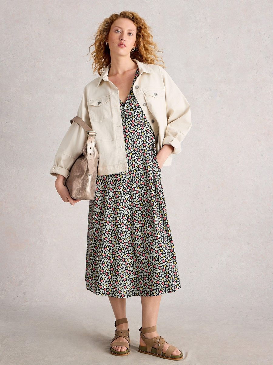 Jersey-Midikleid mit Herzmuster