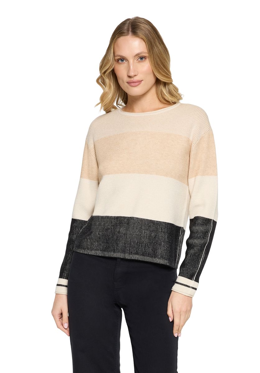 Gestreifter Color-Block Strickpullover