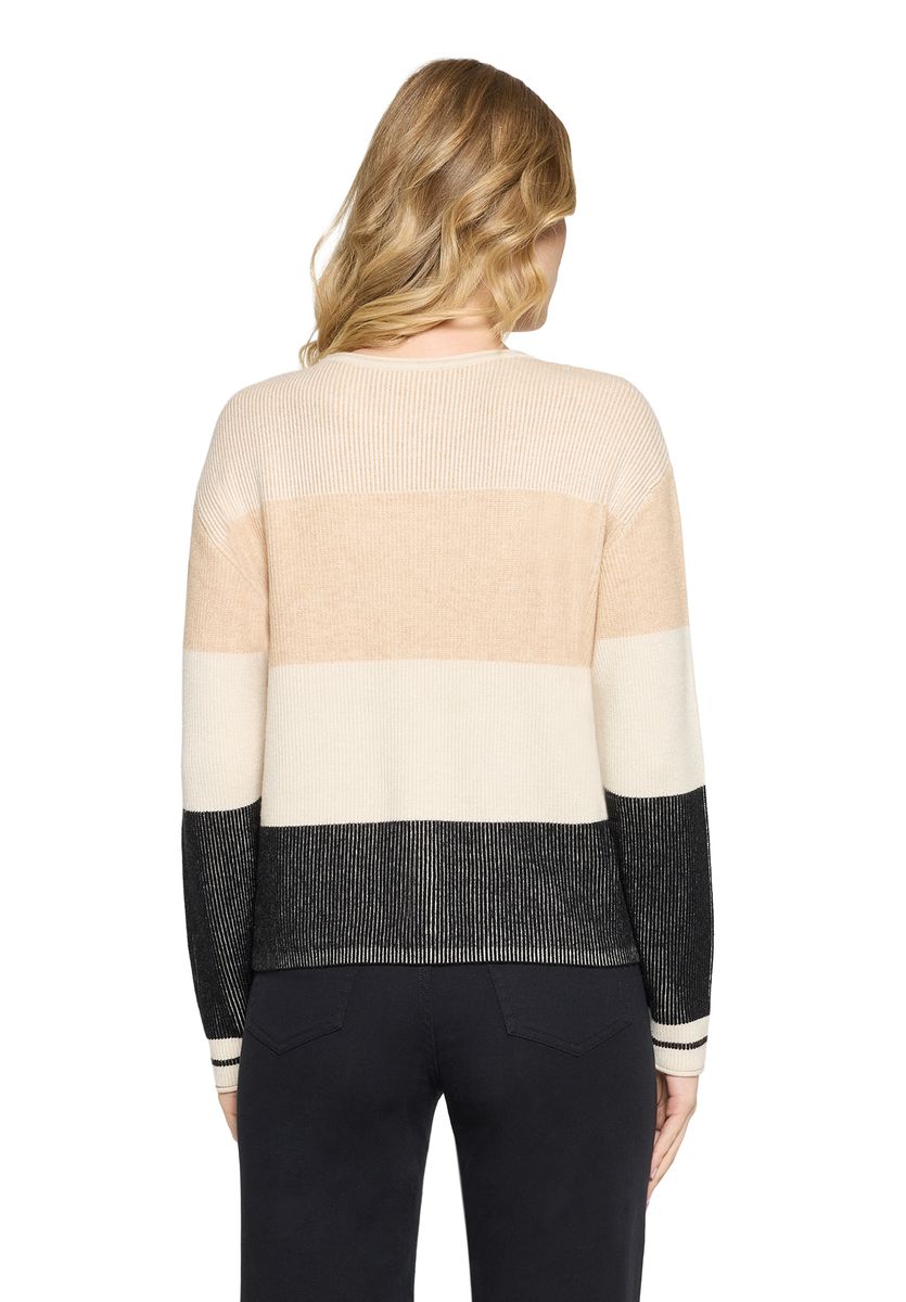 Gestreifter Color-Block Strickpullover