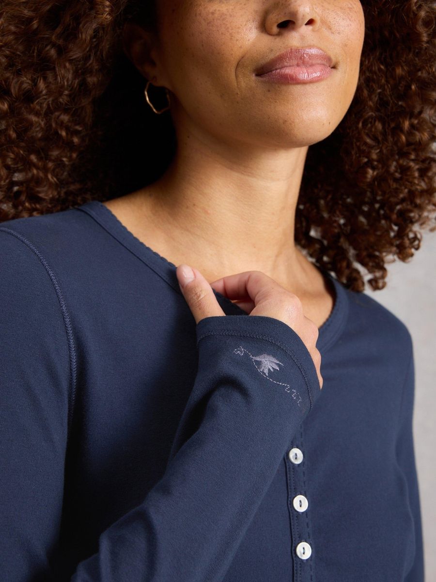 Langärmeliges Henley-Top aus Bio-Baumwolle