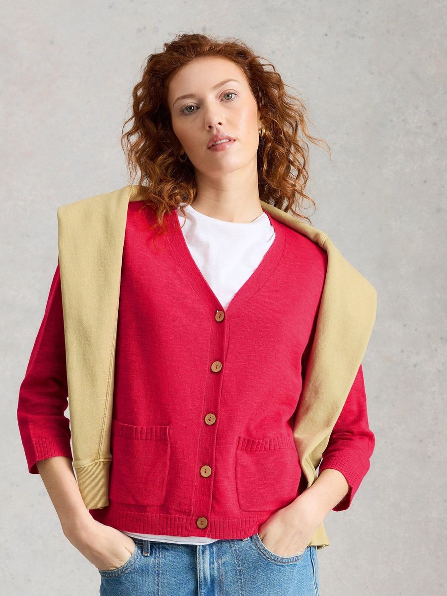 V-Ausschnitt Strickjacke mit Taschen