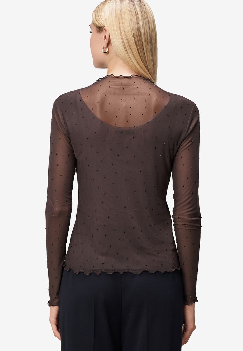 Transparentes Mock-Neck Top mit Nieten