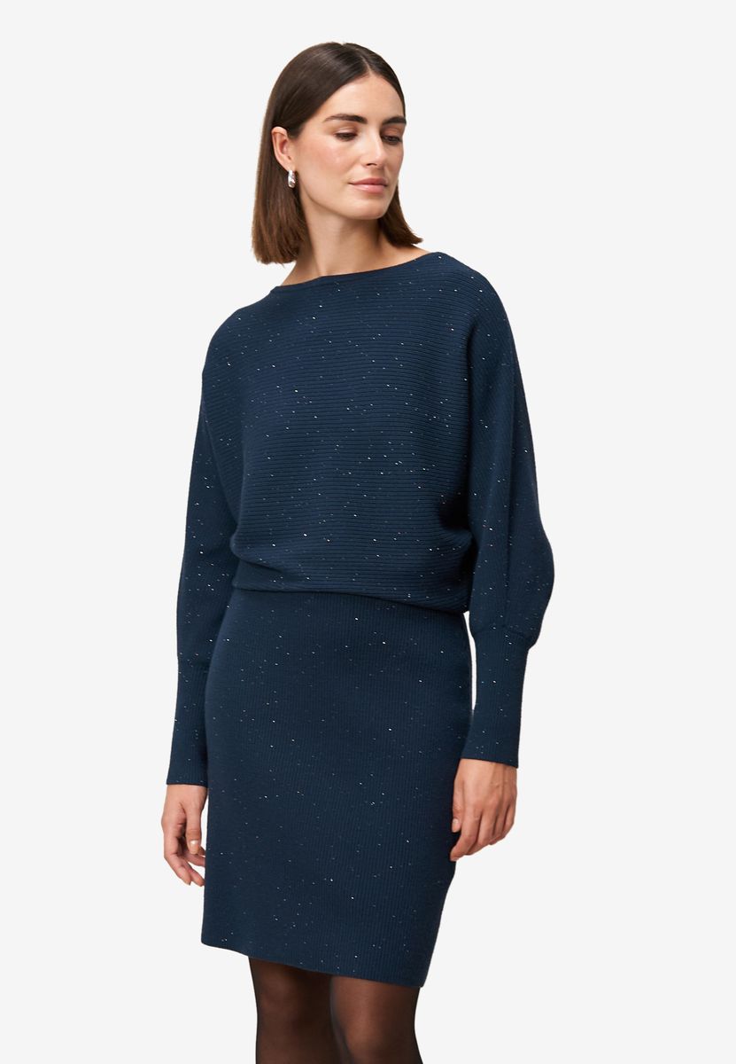 Geripptes Mini-Strickkleid mit Pailletten