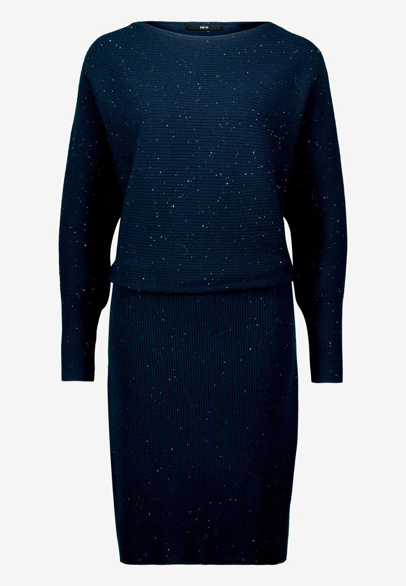 Geripptes Mini-Strickkleid mit Pailletten