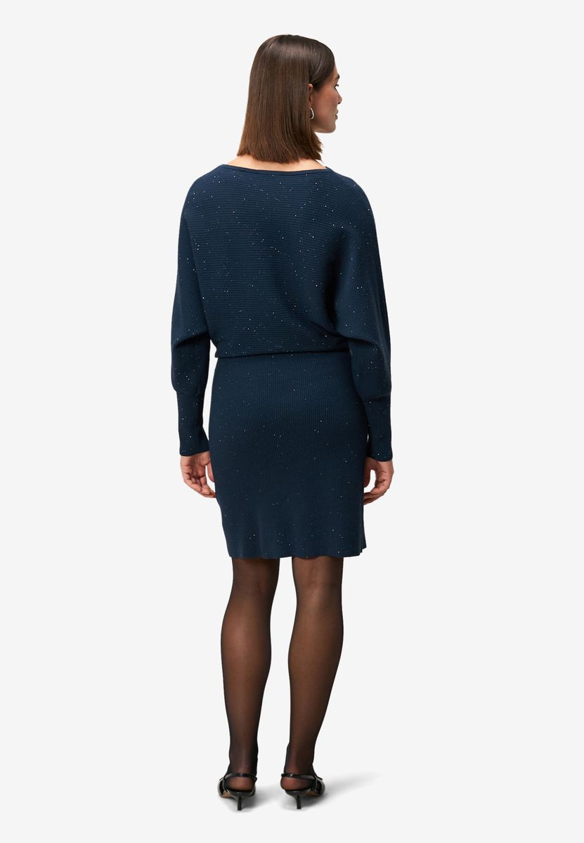 Geripptes Mini-Strickkleid mit Pailletten