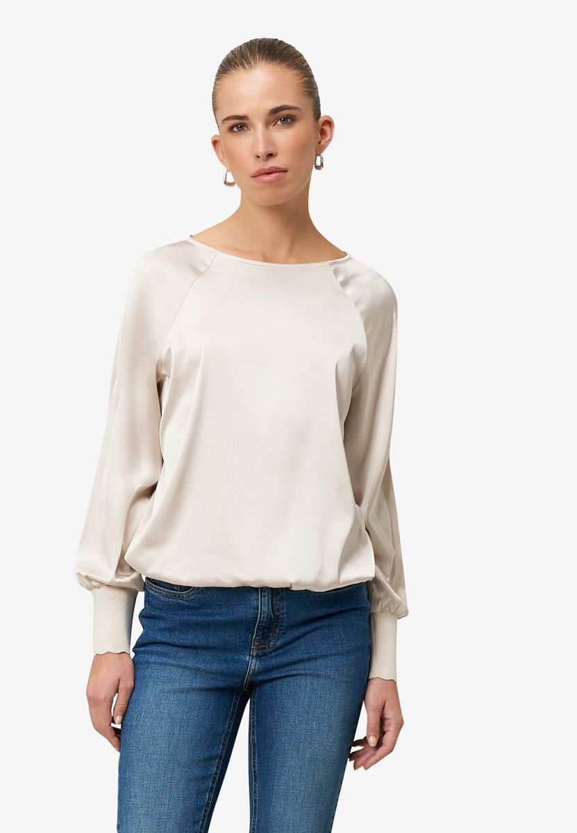 Elegante Satinbluse mit Strickbündchen