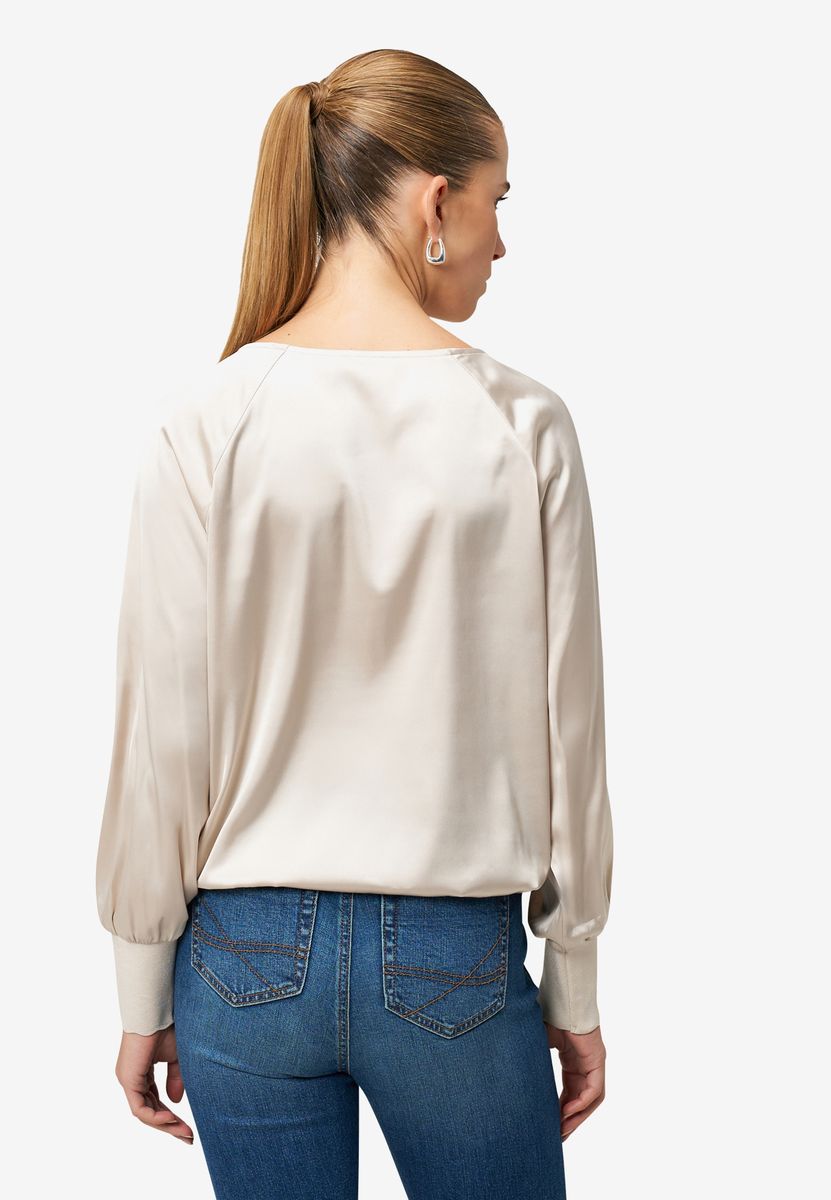 Elegante Satinbluse mit Strickbündchen