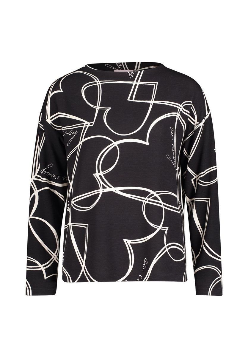 Gemustertes Langarm-Sweatshirt mit Rollkragen