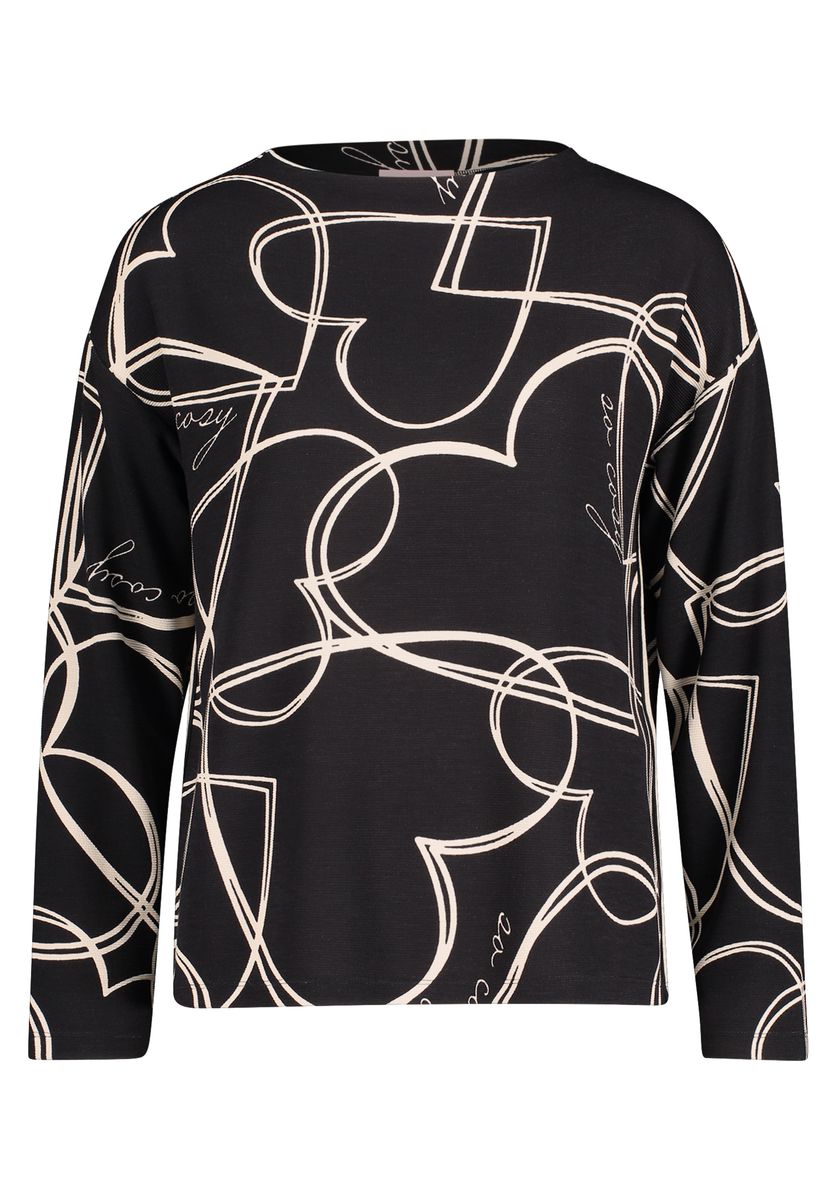 Gemustertes Langarm-Sweatshirt mit Rollkragen