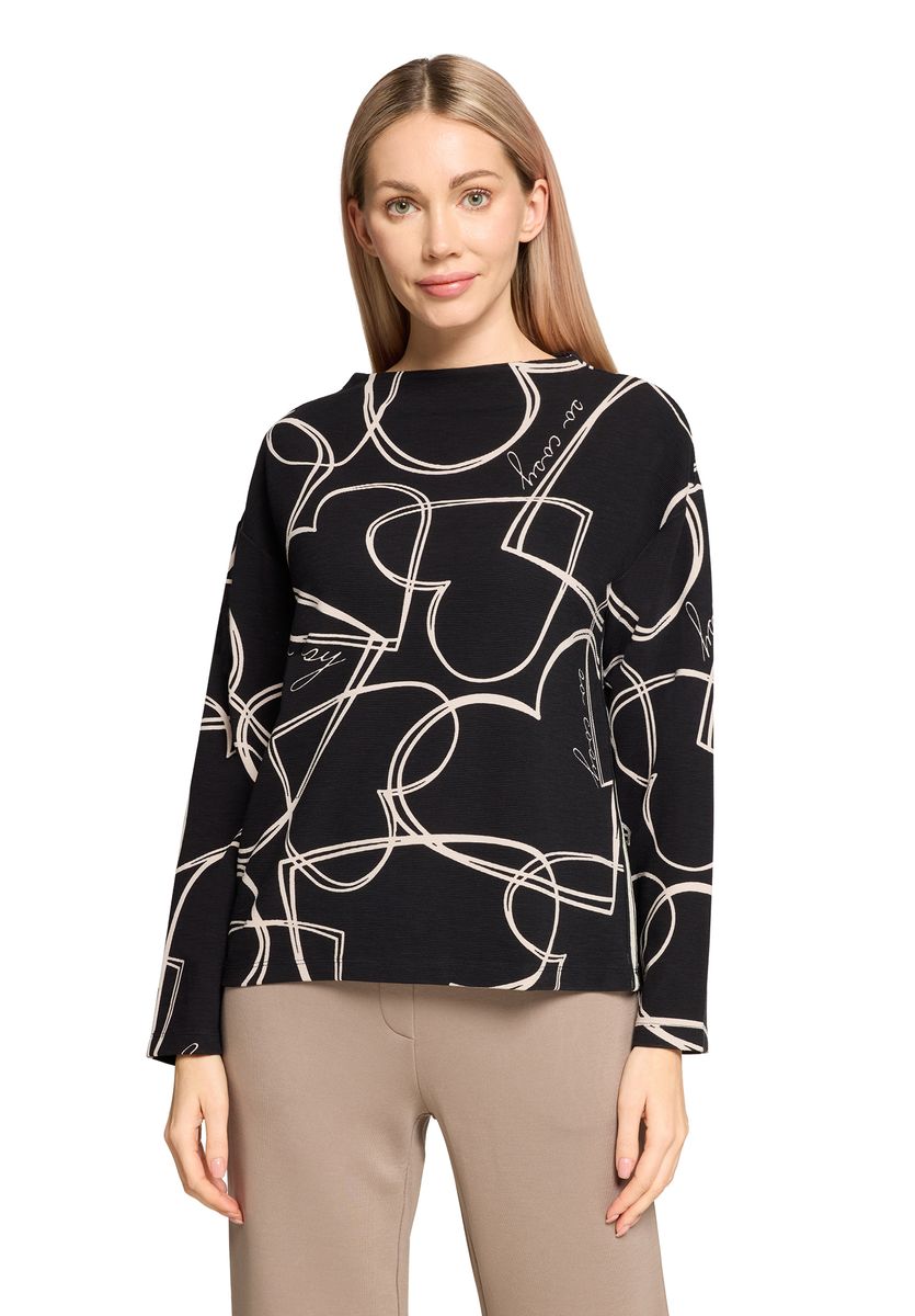Gemustertes Langarm-Sweatshirt mit Rollkragen