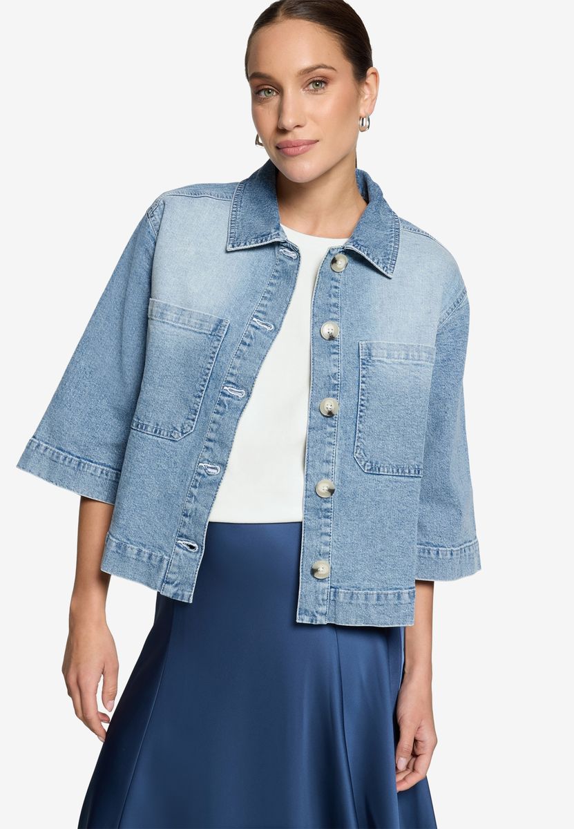 Cropped Jacke im Denim-Look