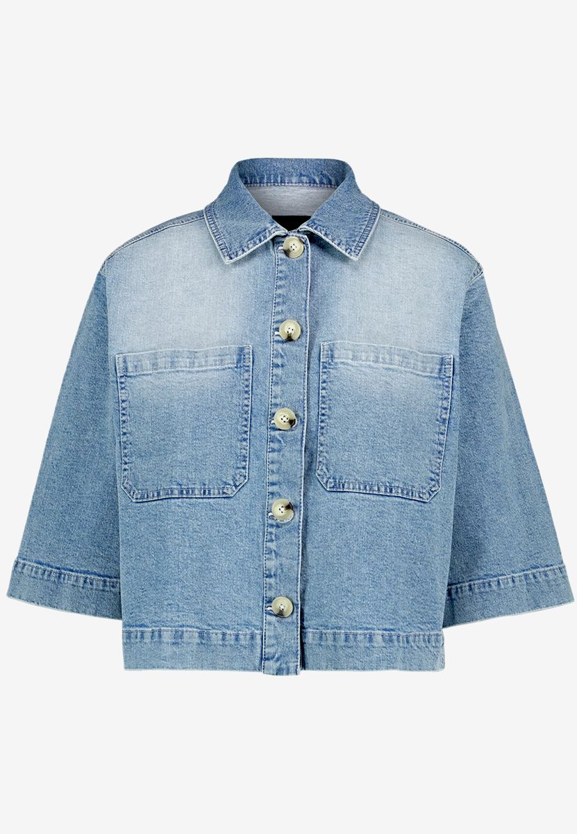 Cropped Jacke im Denim-Look
