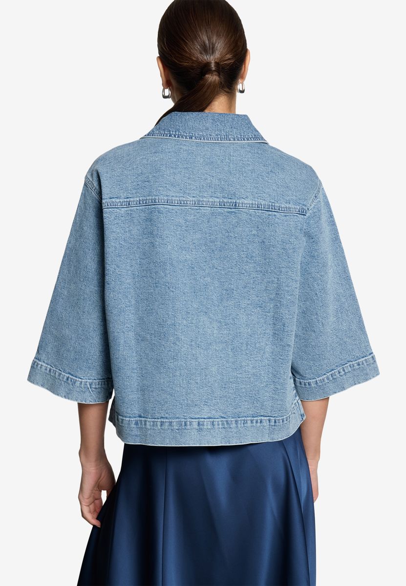 Cropped Jacke im Denim-Look