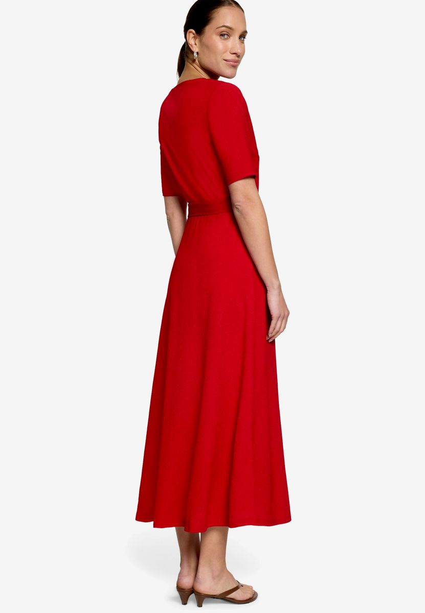 Kurzärmeliges Jersey-Wickelkleid in Midi