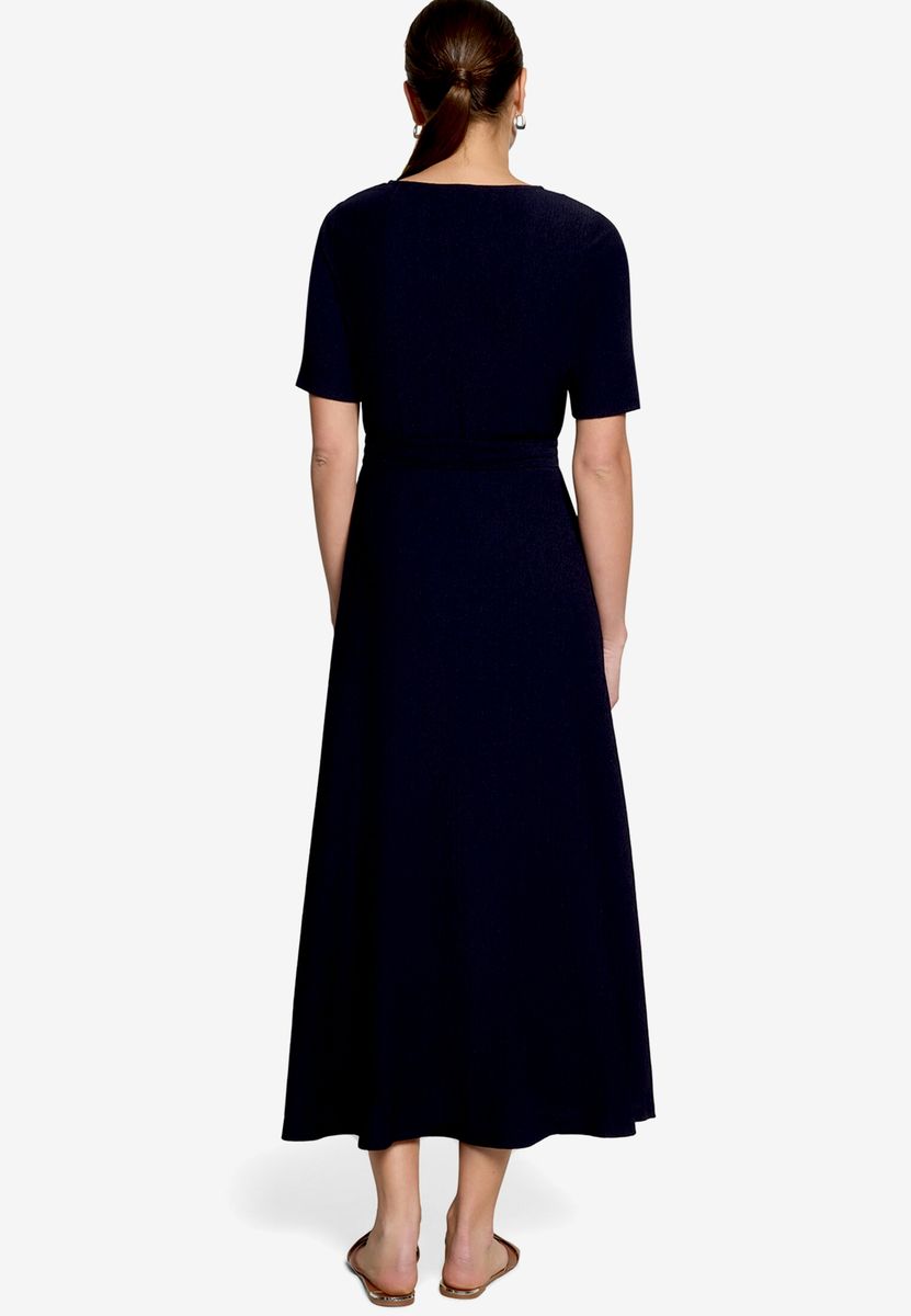 Kurzärmliges Jersey-Midikleid in Wickeloptik