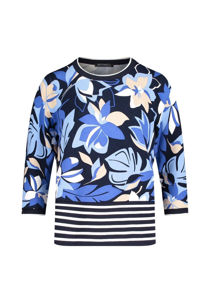 Feinstrickpullover mit Blumenmuster