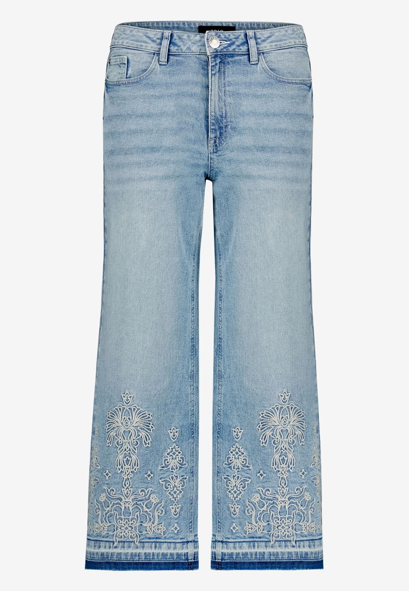Bestickte Jeans mit weitem Bein