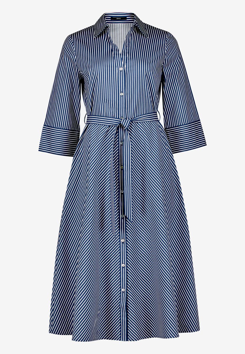 Gestreiftes Hemdblusenkleid in A-Linie