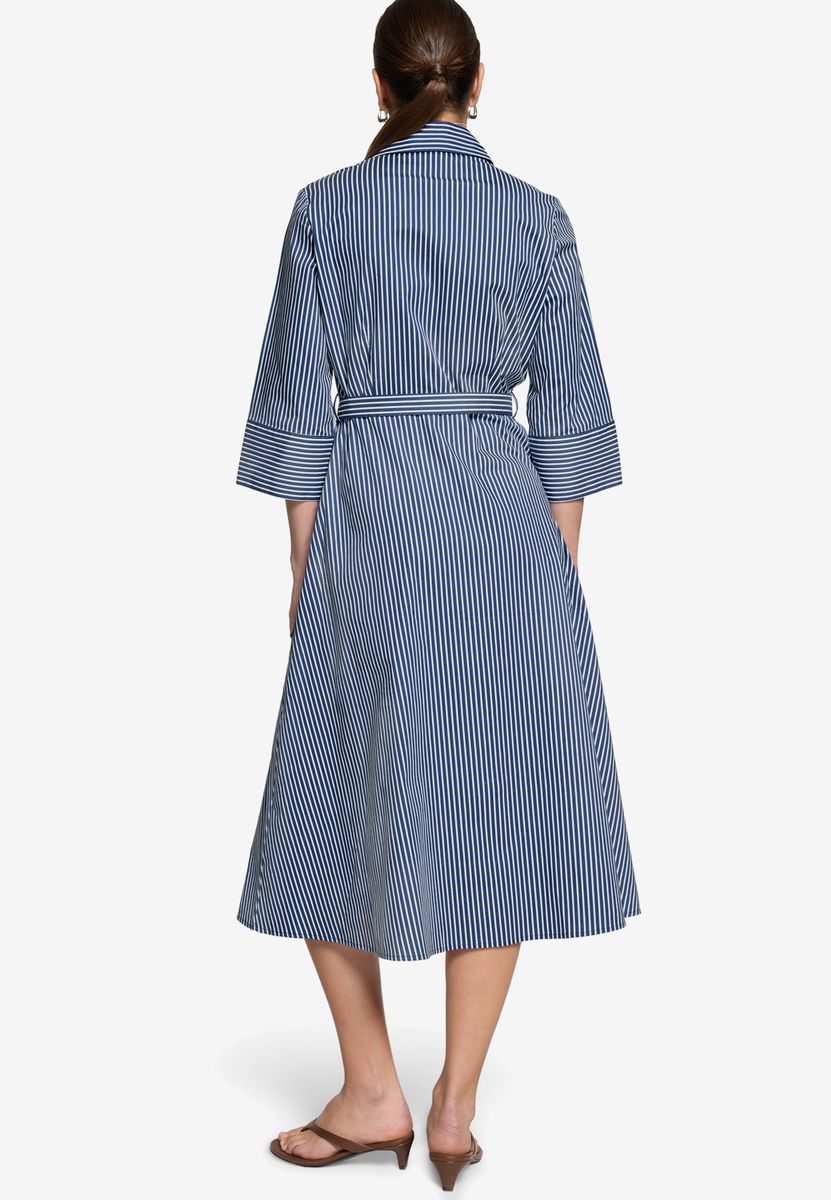 Gestreiftes Hemdblusenkleid in A-Linie