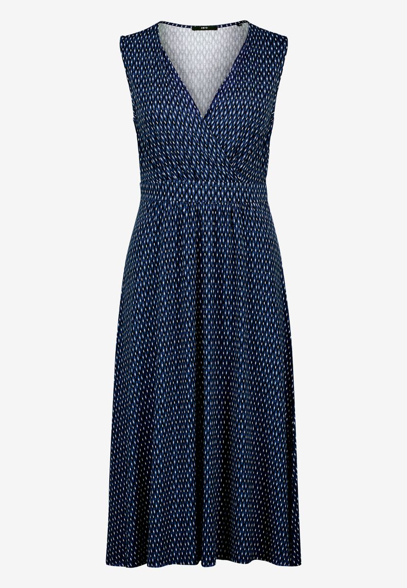 Gemustertes V-Ausschnitt Jersey-Midikleid