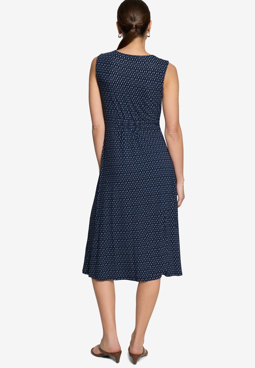 Gemustertes V-Ausschnitt Jersey-Midikleid
