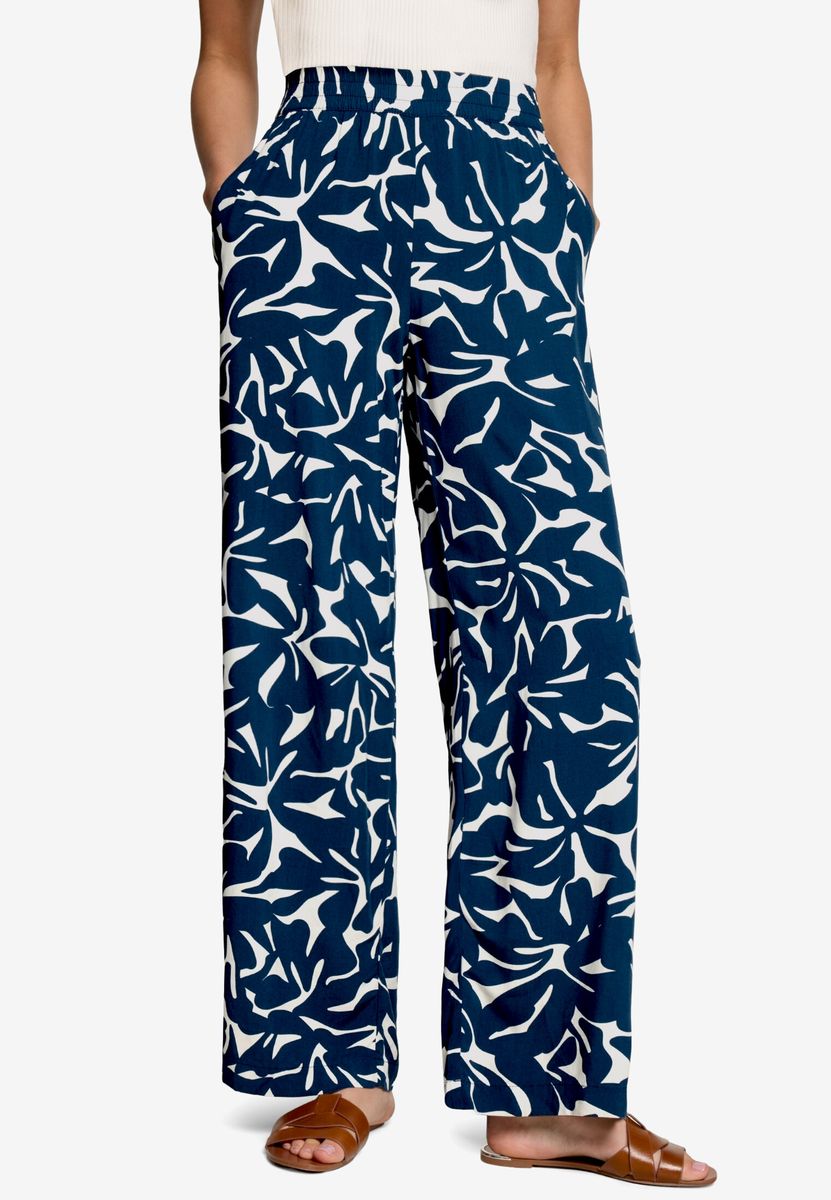 Weite Hose mit abstraktem Blumenmuster