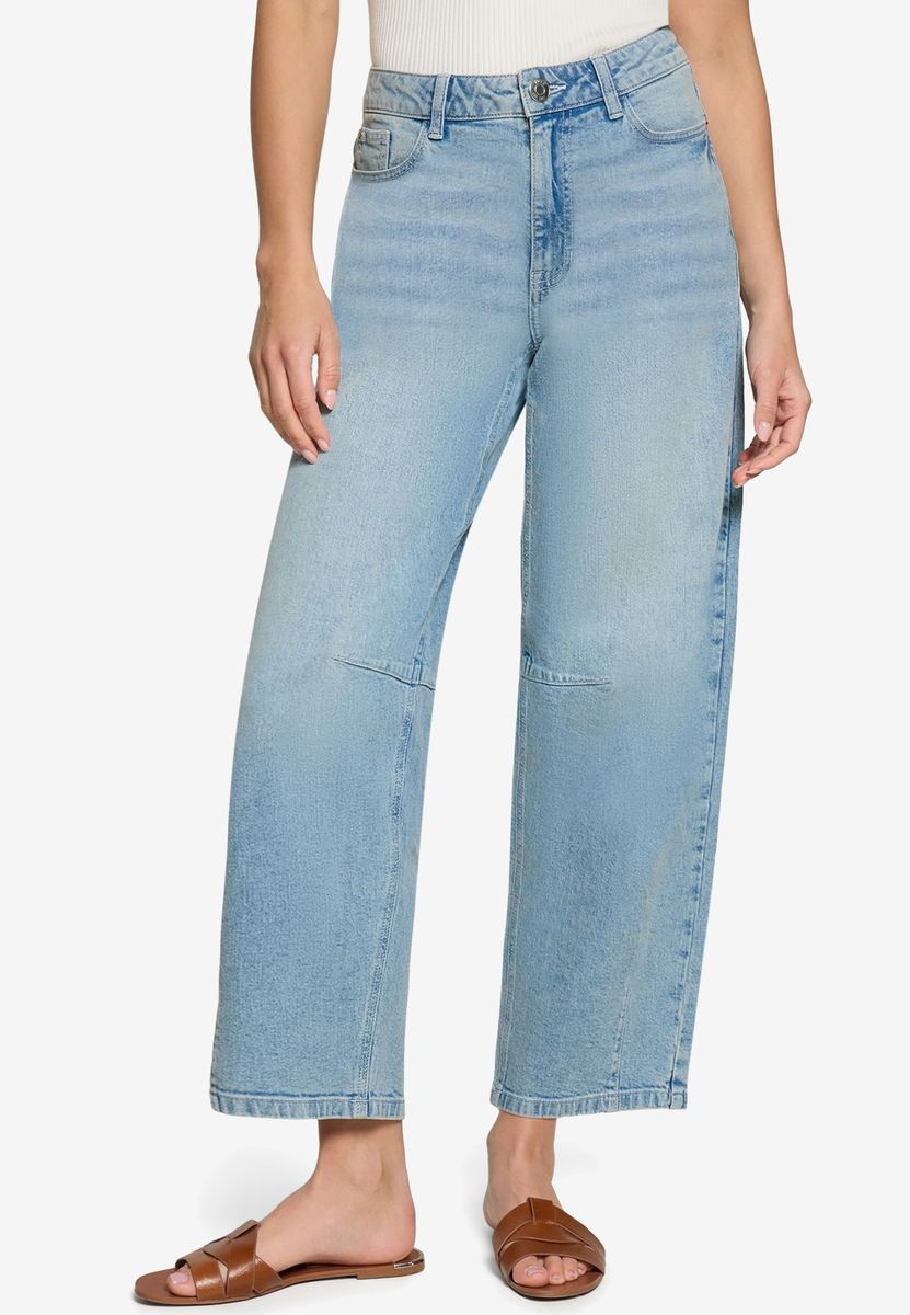 Hellblaue Barrel-Jeans in Denim