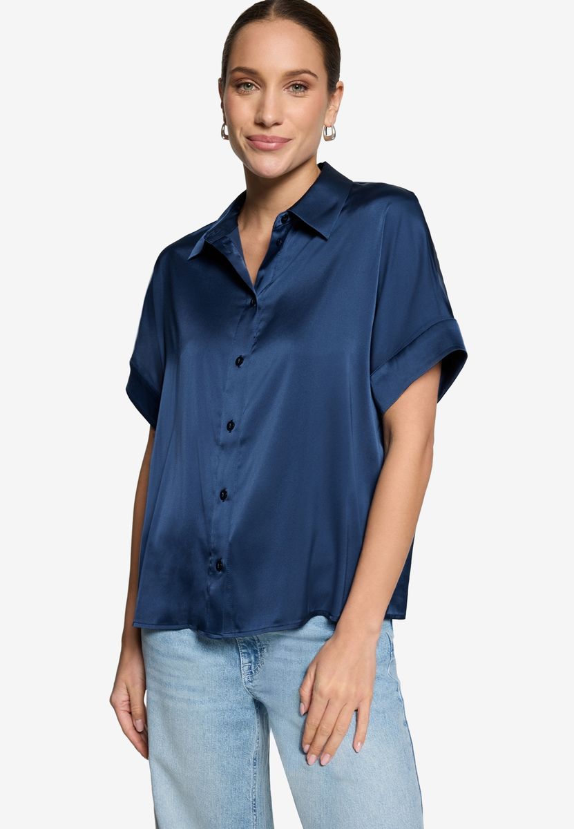 Elegante Kurzarm-Satinbluse
