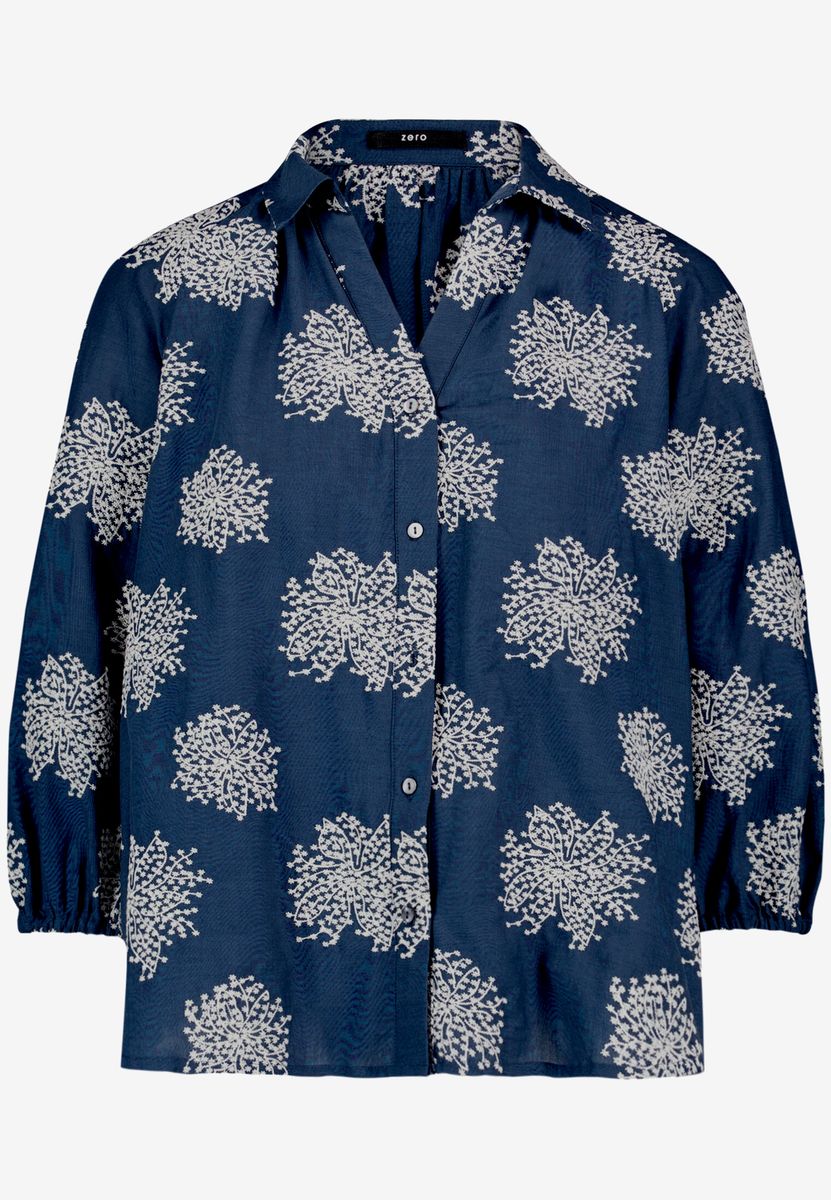 Oversize-Bluse mit Stickerei und 3/4-Arm