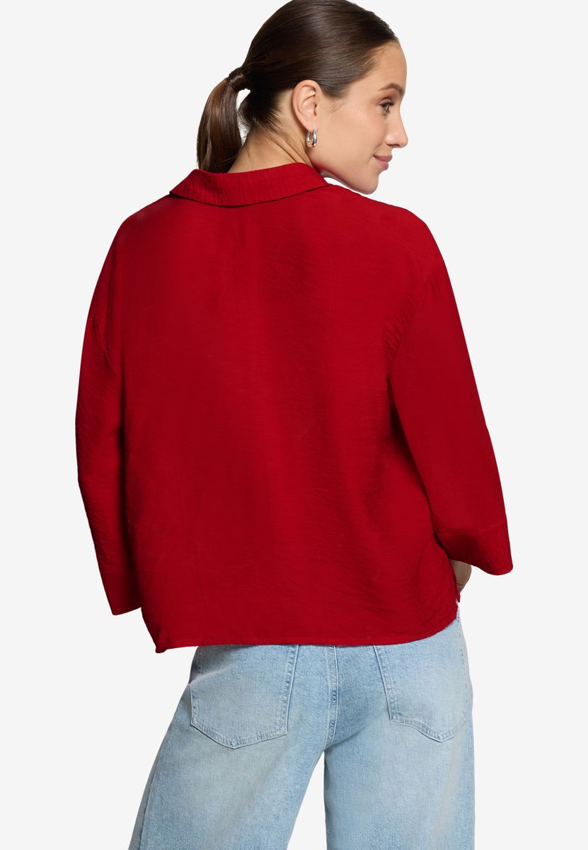 Lockere V-Ausschnitt Bluse mit 3/4-Arm