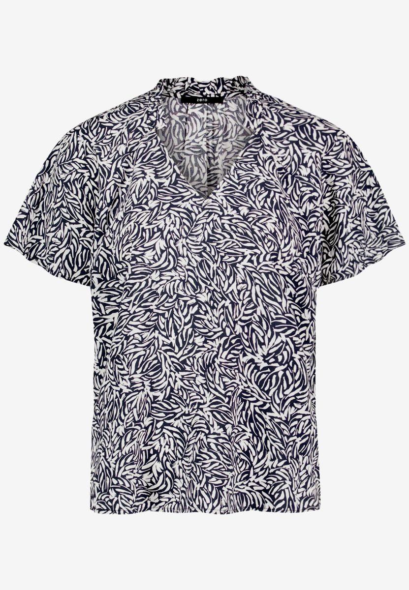 Leichte V-Ausschnitt-Bluse mit abstraktem Muster