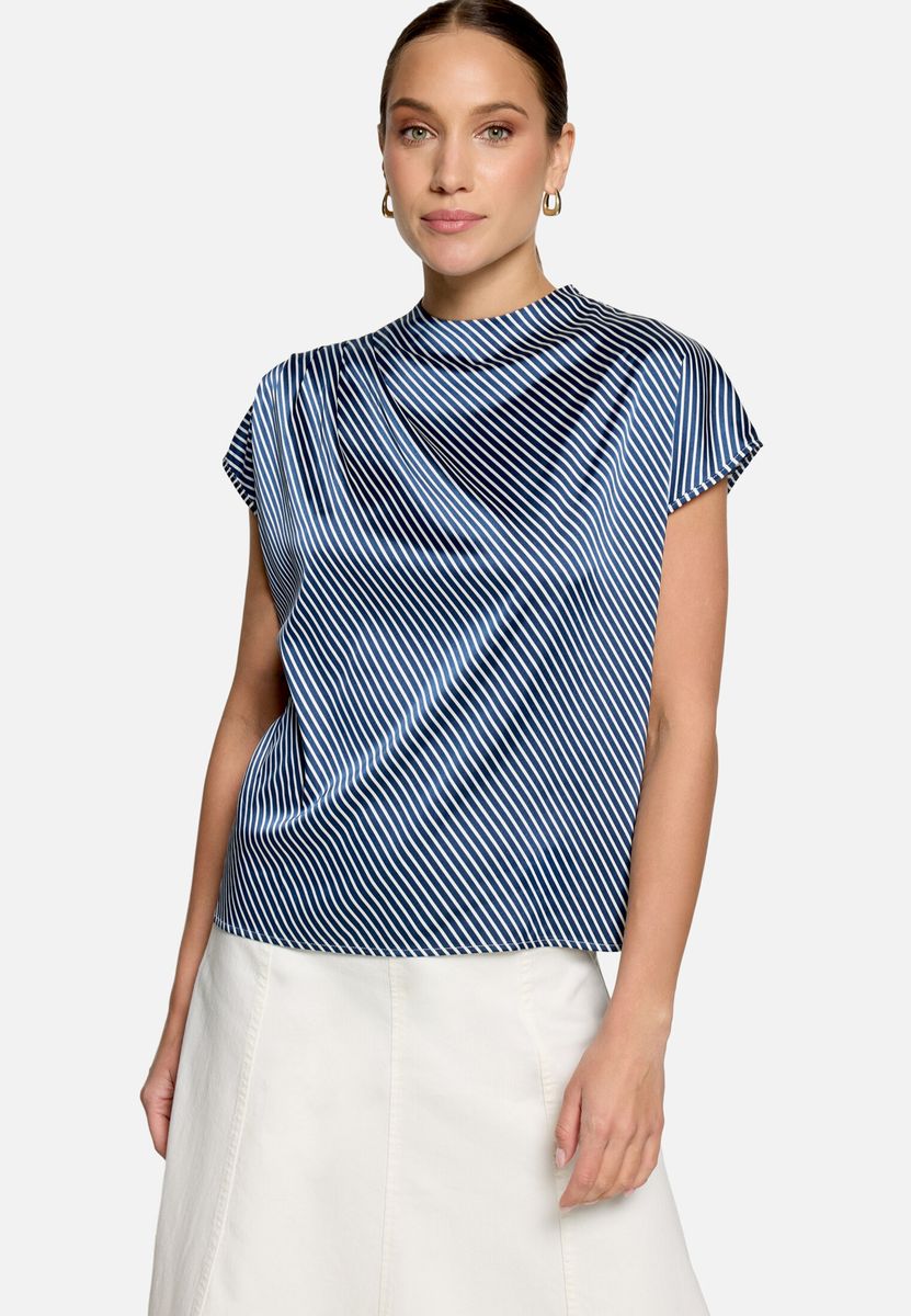 Elegante Satinbluse mit Streifenmuster