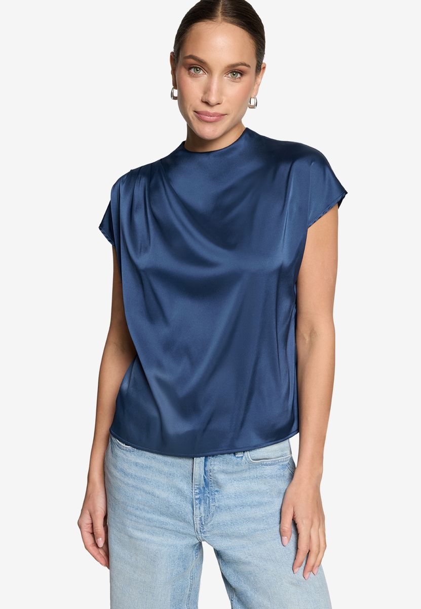 Satinbluse mit Stehkragen