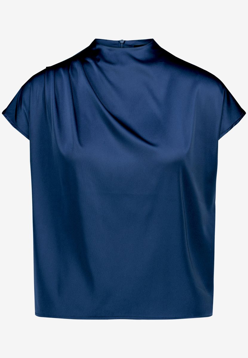 Satinbluse mit Stehkragen