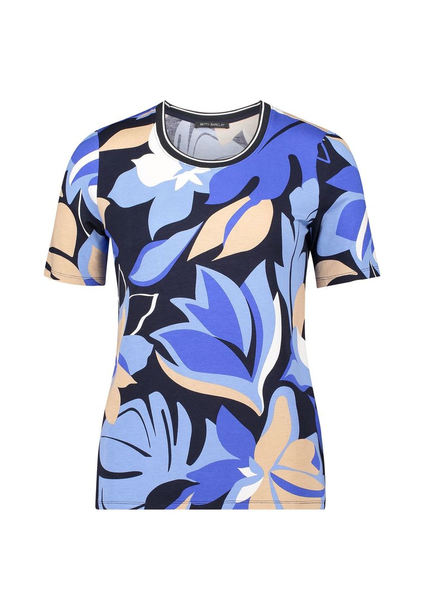 Figurbetontes Basic-Shirt mit Blumendruck