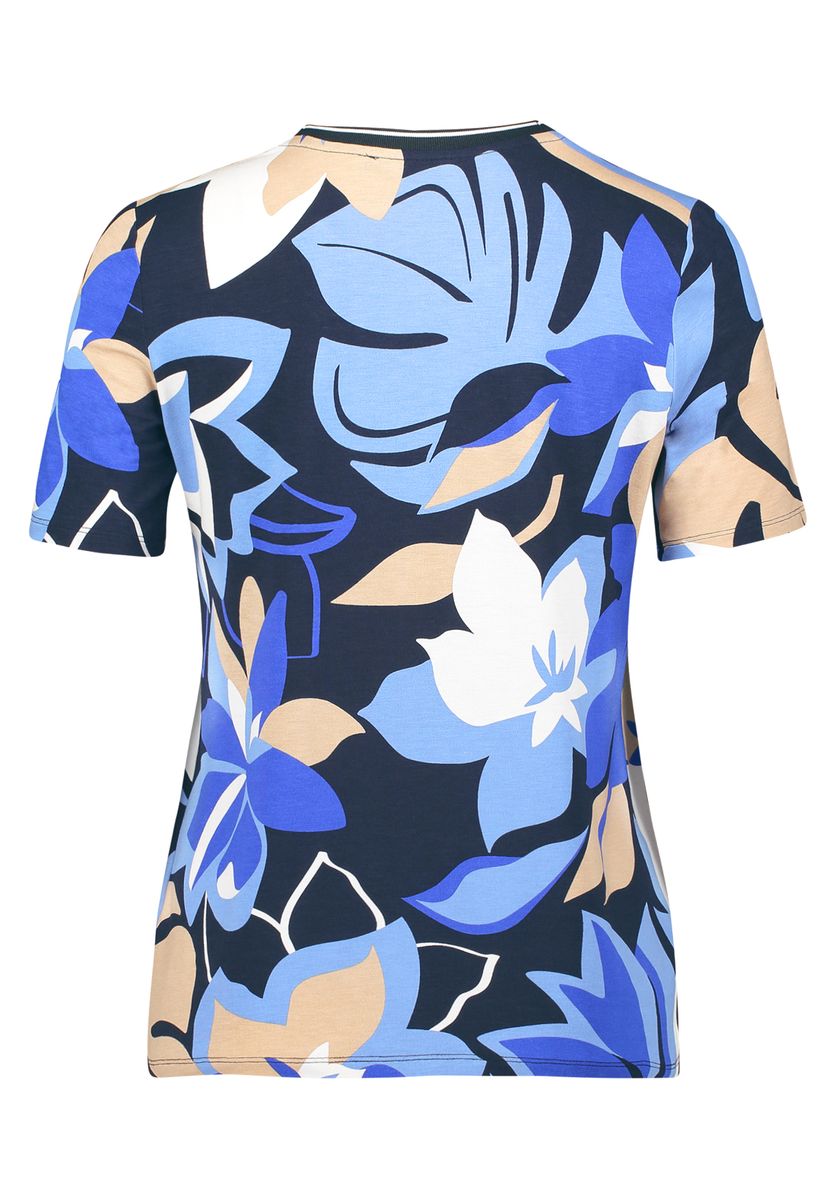 Figurbetontes Basic-Shirt mit Blumendruck