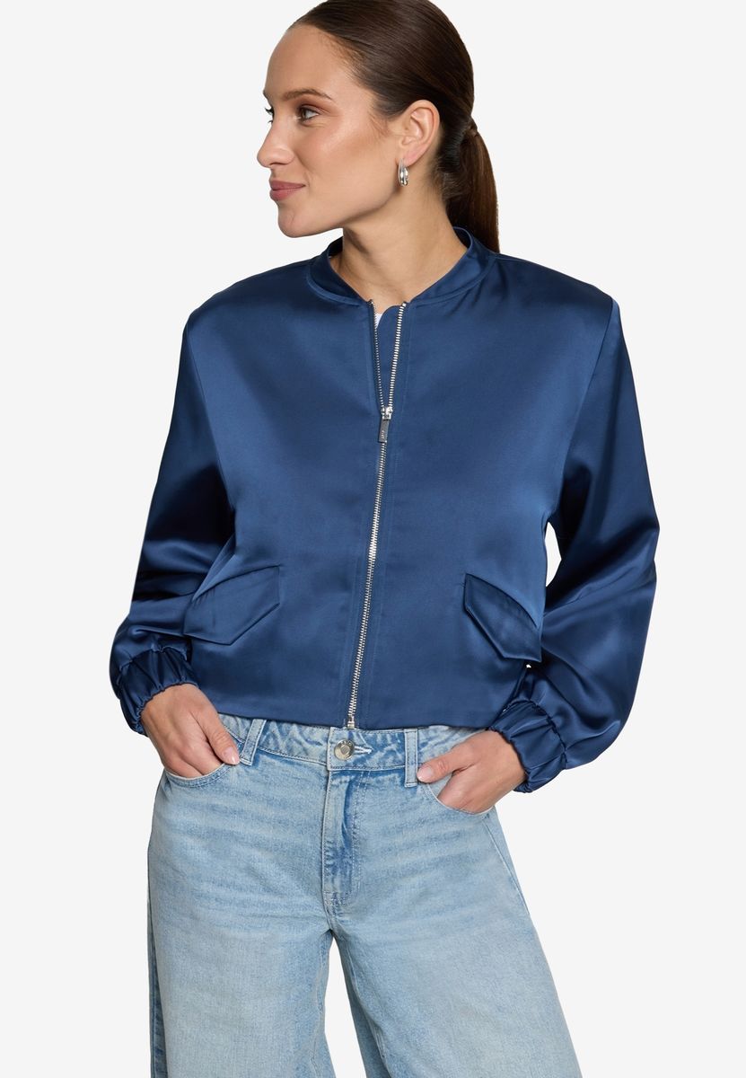 Kurze Satin-Bomberjacke