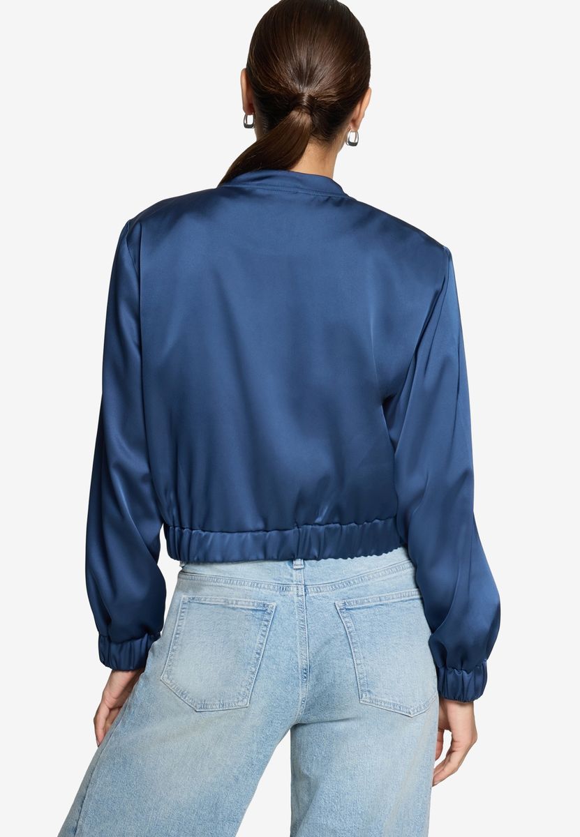 Kurze Satin-Bomberjacke