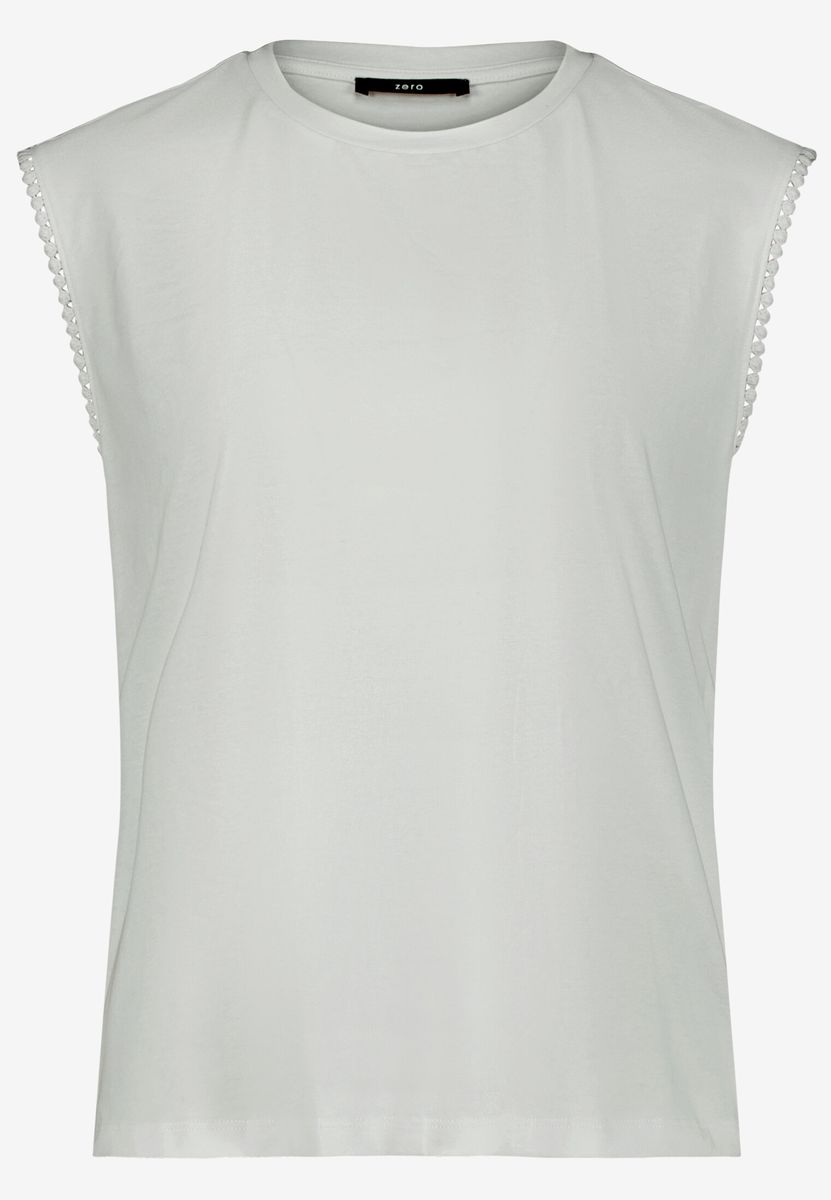 Ärmelloses Jersey-Top mit Häkelborte
