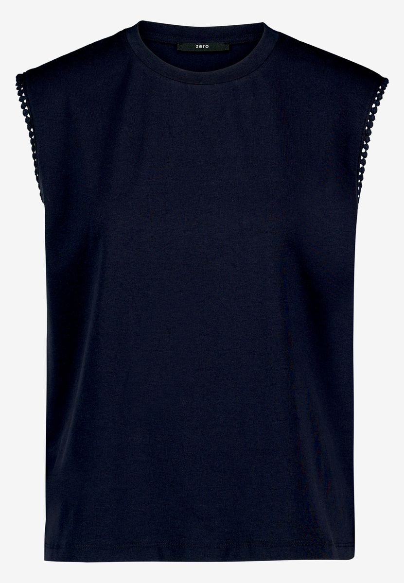 Ärmelloses Jersey-Top mit Häkelborte